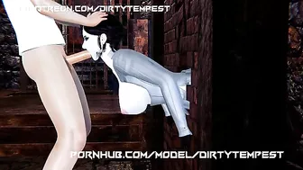 Alcina Dimitrescu hentai oral fucking with a hard cock in her horny mouth