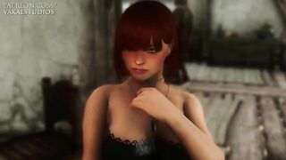 Skyrim girl featured in a hentai video with lots of teasing and fucking