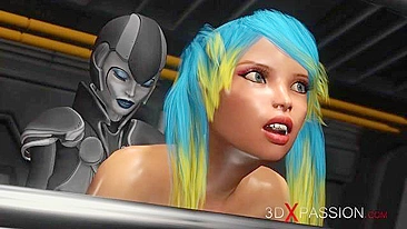 Scifi Android fuck with a really delicious hentai pussy getting stretched