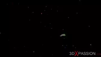 Space station sex scene with a bald babe accepting that alien cock inside