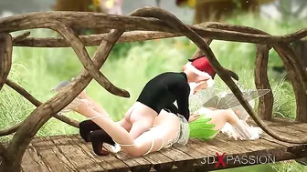 Fairy fuck scne featuring a nasty gnome that also wants to fuck her up outside