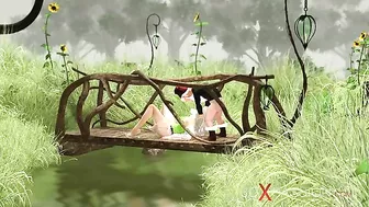 Fairy fuck scne featuring a nasty gnome that also wants to fuck her up outside