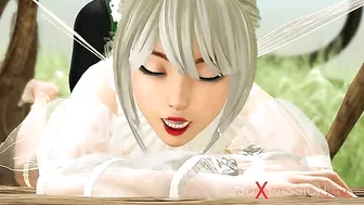 Fairy fuck scne featuring a nasty gnome that also wants to fuck her up outside