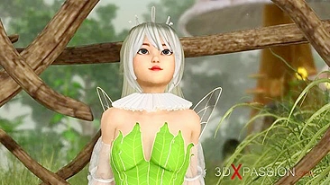 Fairy fuck scne featuring a nasty gnome that also wants to fuck her up outside