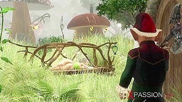 Fairy fuck scne featuring a nasty gnome that also wants to fuck her up outside