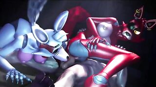 Furry threesome with FNAF charcaters is like a dream cum true for most