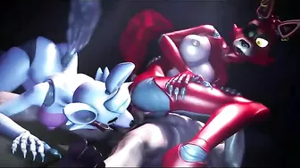 Furry threesome with FNAF charcaters is like a dream cum true for most