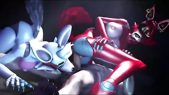 Furry threesome with FNAF charcaters is like a dream cum true for most