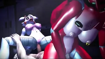Furry threesome with FNAF charcaters is like a dream cum true for most