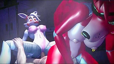 Furry threesome with FNAF charcaters is like a dream cum true for most