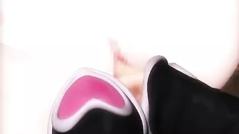 Big thick cock filling the face of a horny blonde while she gets off big time