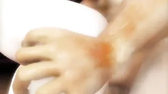 Big thick cock filling the face of a horny blonde while she gets off big time