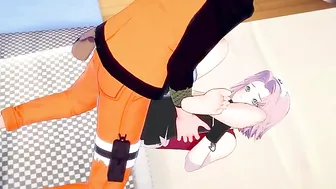 Naruto fucking a pink haired girl with no shame as she stretches her BRUTALLY