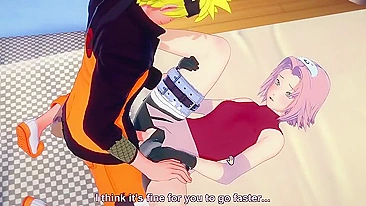 Naruto fucking a pink haired girl with no shame as she stretches her BRUTALLY
