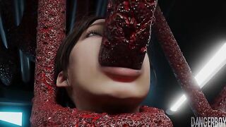 Resident Evil's Claire has to fuck tentacles and enjoy the wildest gape too