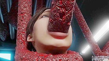 Resident Evil's Claire has to fuck tentacles and enjoy the wildest gape too