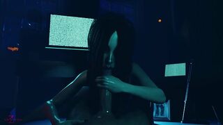 Sadako crawls out of the TV and rides a meaty boner in a hot POV movie