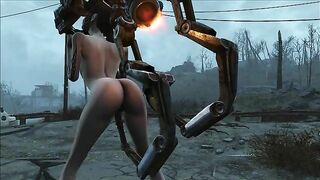 Fallout 4 Mr Handy fucking a wondering teen in the middle of nowhere as well