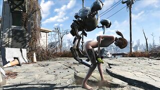 Fallout 4 Mr Handy fucking a wondering teen in the middle of nowhere as well