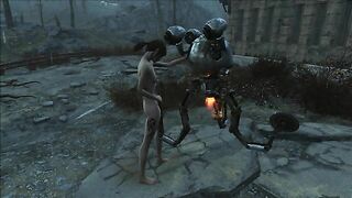 Fallout 4 Mr Handy fucking a wondering teen in the middle of nowhere as well