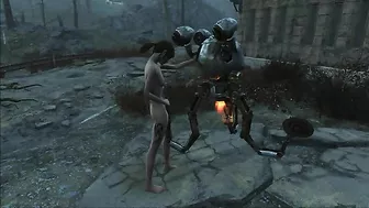 Fallout 4 Mr Handy fucking a wondering teen in the middle of nowhere as well