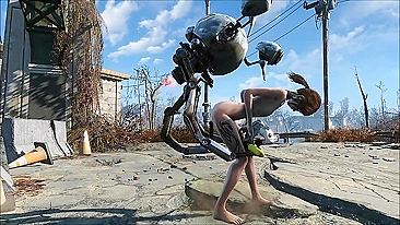 Fallout 4 Mr Handy fucking a wondering teen in the middle of nowhere as well