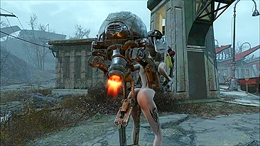 Fallout 4 Mr Handy fucking a wondering teen in the middle of nowhere as well