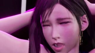 Tifa undresses, spins around on the bed, grinds up on his cock like a whore