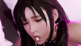 Tifa undresses, spins around on the bed, grinds up on his cock like a whore