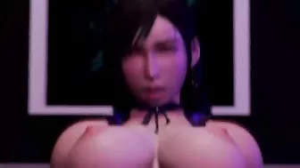 Tifa undresses, spins around on the bed, grinds up on his cock like a whore