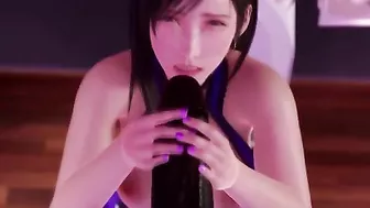 Tifa undresses, spins around on the bed, grinds up on his cock like a whore