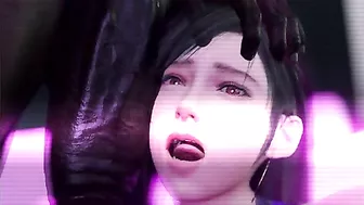 Tifa undresses, spins around on the bed, grinds up on his cock like a whore