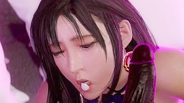 Tifa undresses, spins around on the bed, grinds up on his cock like a whore