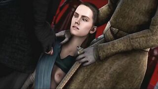 Rey enjoying sweaty love with two Empire creeps in an MMF threesome scene