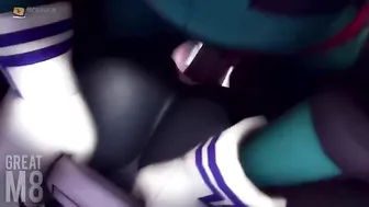 Izuku Midoriya and Ochaco Uraraka getting frisky with one another with closeups