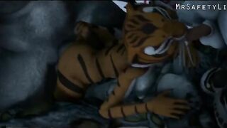 Tai Lung from Ku Fu Panda is having lotsa fun with a kinky and leggy tigress