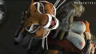 Tai Lung from Ku Fu Panda is having lotsa fun with a kinky and leggy tigress