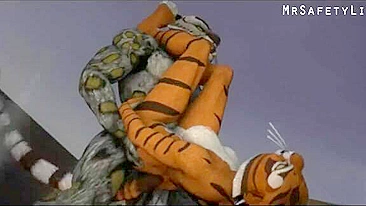 Tai Lung from Ku Fu Panda is having lotsa fun with a kinky and leggy tigress