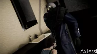 Jill from Resident Evil is going to endure anal banging with a true monster