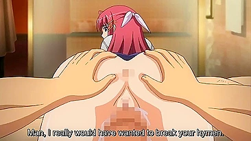 Pink hair babe is going to get impaled on a hard boner in a hentai scene