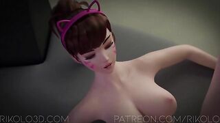 D.Va from Overwatch fucking one more Overwatch whore who is a futa now