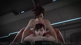 D.Va from Overwatch fucking one more Overwatch whore who is a futa now
