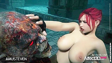 Mosnter showing its massive boner while fucking a well hung redhead in latex