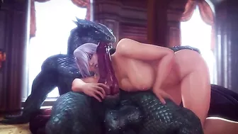 Isabella Valentine from Soul Calibur banging monsters left and right hornily