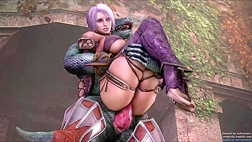 Isabella Valentine from Soul Calibur banging monsters left and right hornily