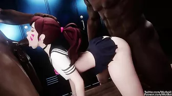 D.Va worships black dicks in a rather submissive fashion to get them off