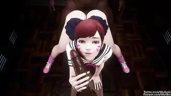 D.Va worships black dicks in a rather submissive fashion to get them off