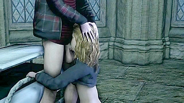 Harry Potter hentai featuring popular characters fucking in the hallways