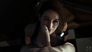 Jill Valentine looks so hot and obedient with a hard dick in her kinky mouth