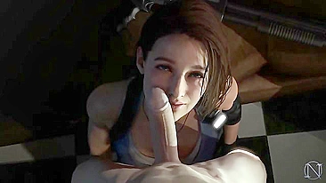 Jill Valentine looks so hot and obedient with a hard dick in her kinky mouth